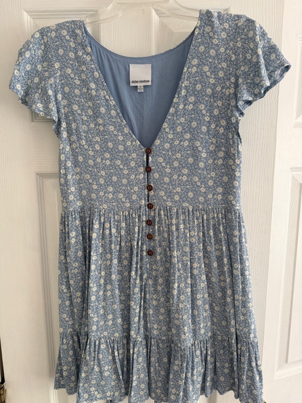 Skylar + Madison Light Blue Floral Button-Front Sundress